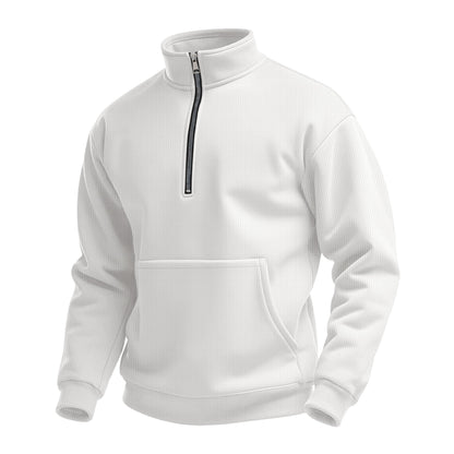 Herren Fleece Pullover Stehkragen Kängurutasche Sportlich