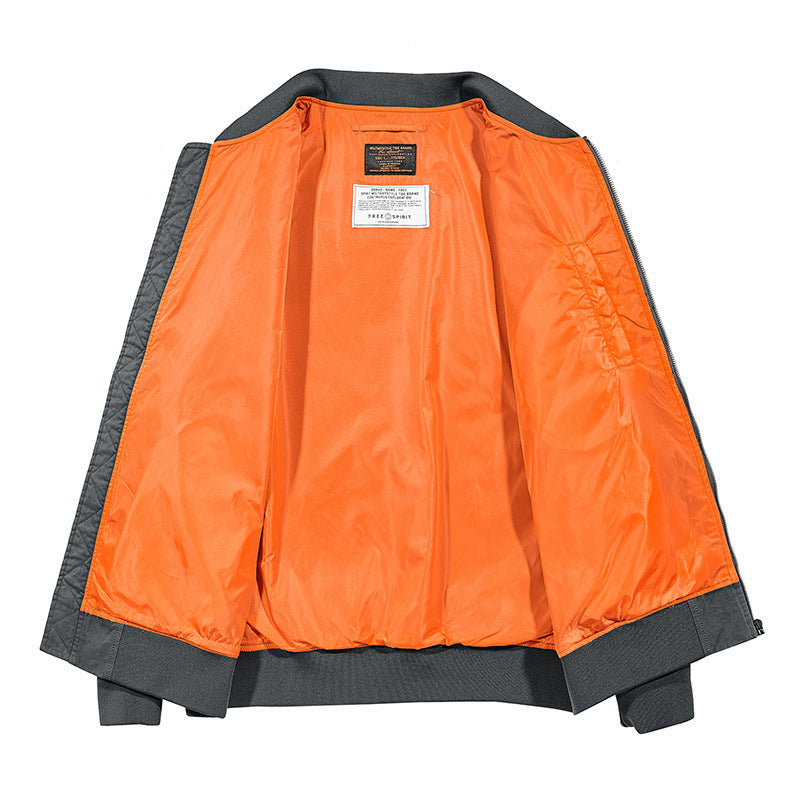Herren Bomberjacke Slim Fit Reißverschluss Taschen Schwarz