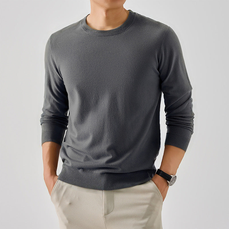 Herren Pullover Klassisch Rundhals Feinwolle Elegangt