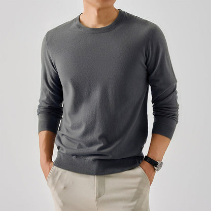 Herren Pullover Klassisch Rundhals Feinwolle Elegangt