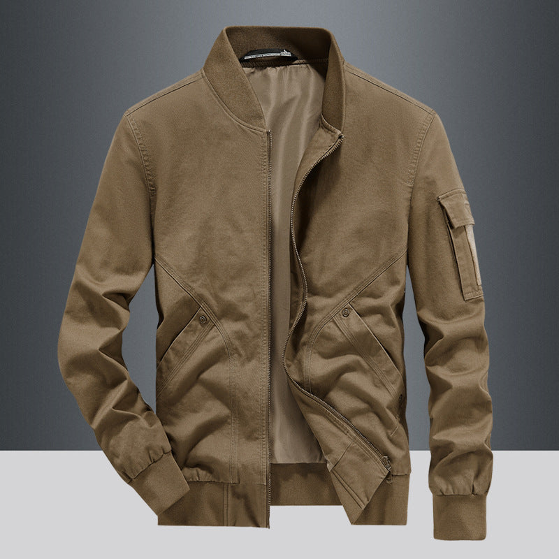 Herren Lederjacke Pilotenstil mit Taschen Modisch
