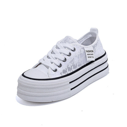 Damen Sneaker Hochplateau Atmungsaktiv Weiß