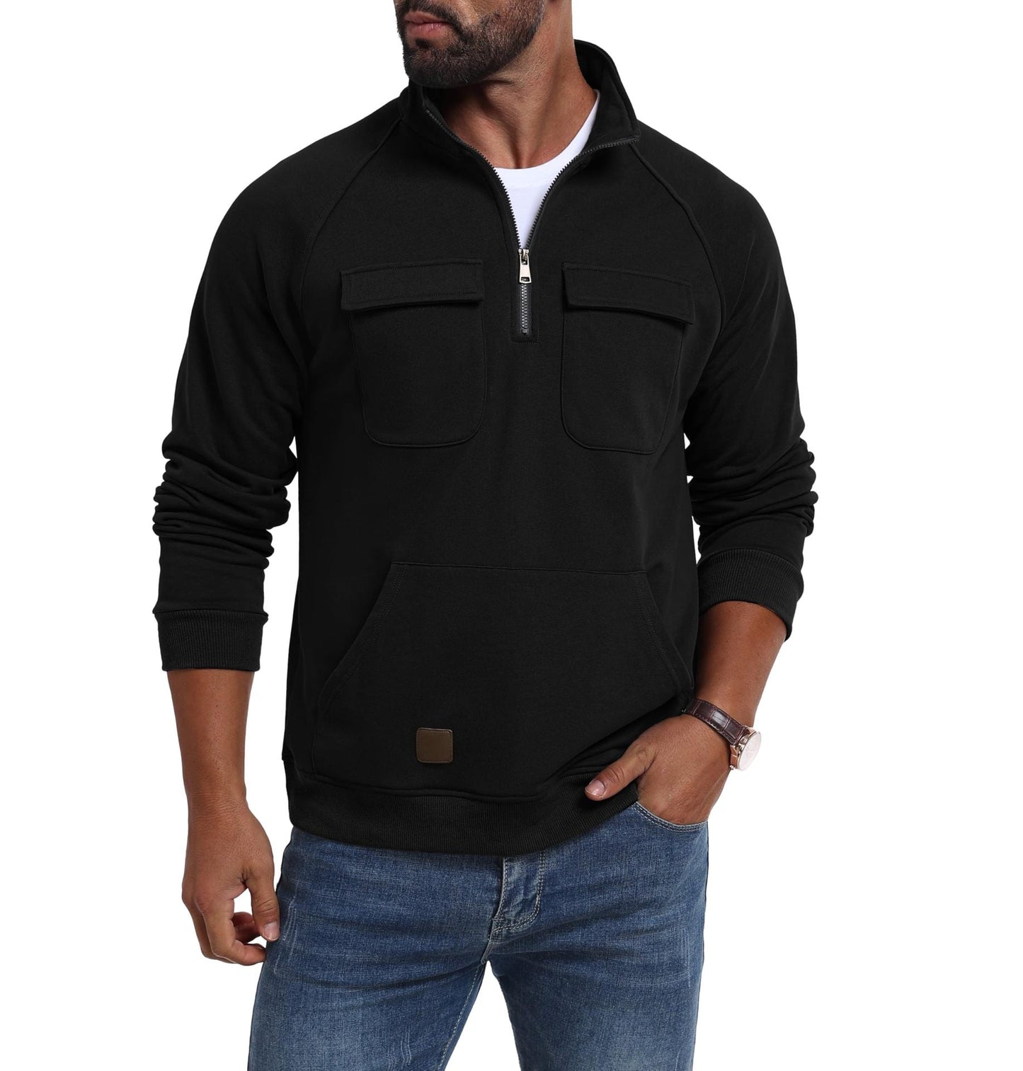 Funktionspullover Herren mit Taschen Sportlich Modern