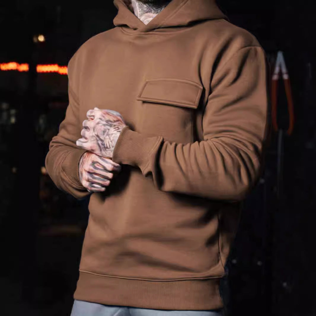 Herren Hoodie Sportlich mit Fronttasche Grau - BerlinGlamour