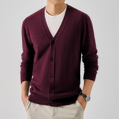 Herren Strickjacke Elegante V-Ausschnitt Modern