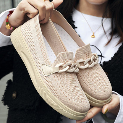 Damen Sneaker Atmungsaktiv Slip-On mit Kettendetail