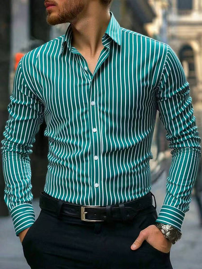 Herren Hemd Slim Fit Streifenmuster Modern