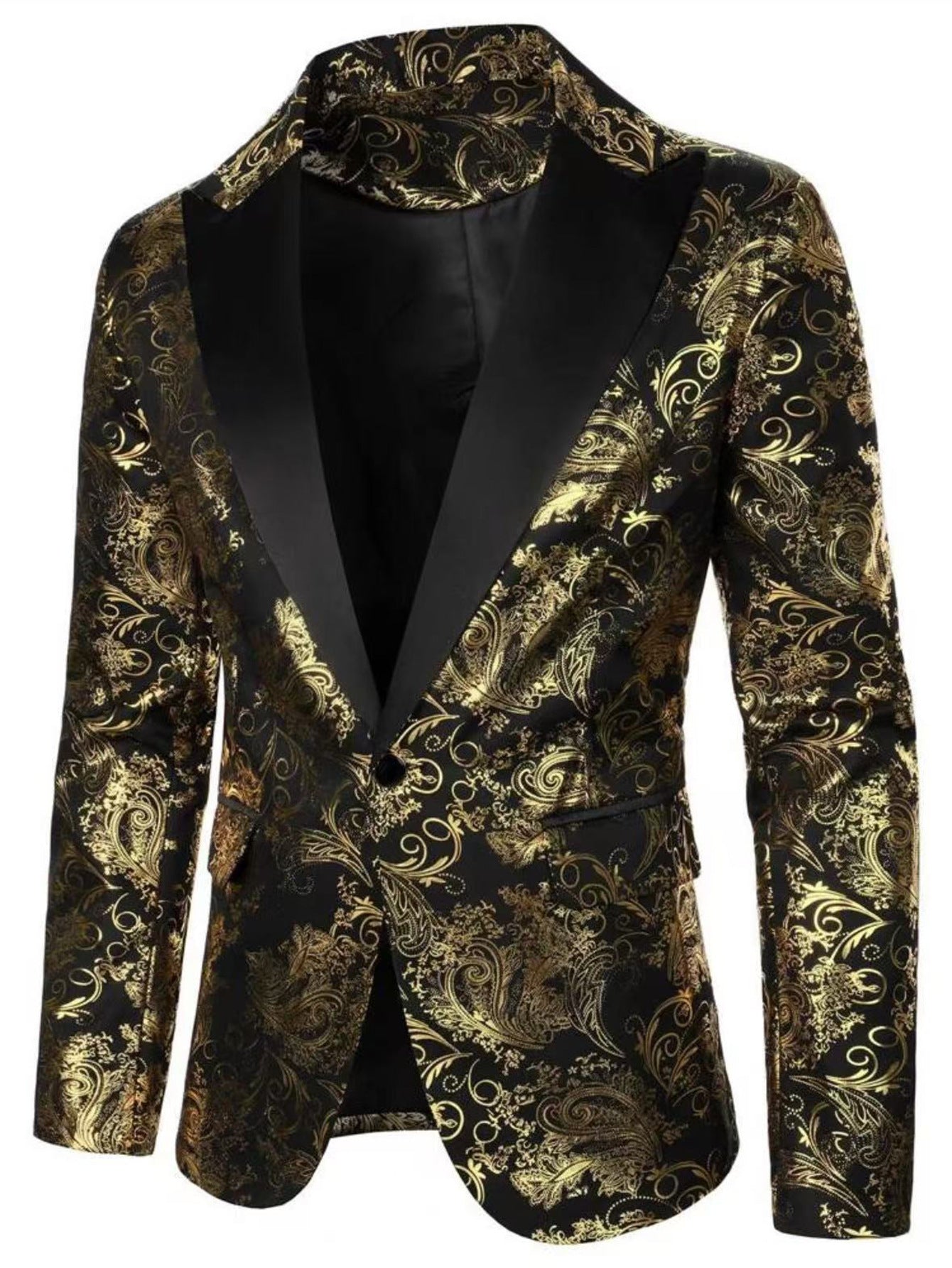 Herren Smokingsakko Elegant Floral Muster Schwarz