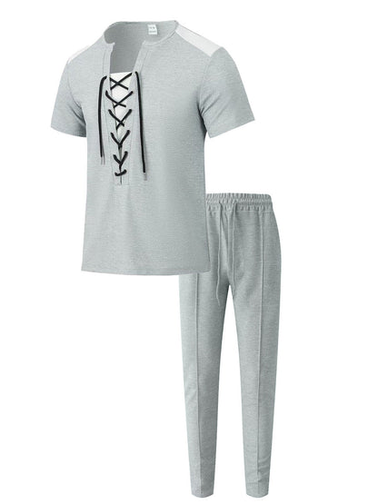 Herren Sportset Zwei-Teiliges Outfit Schnürung Modern