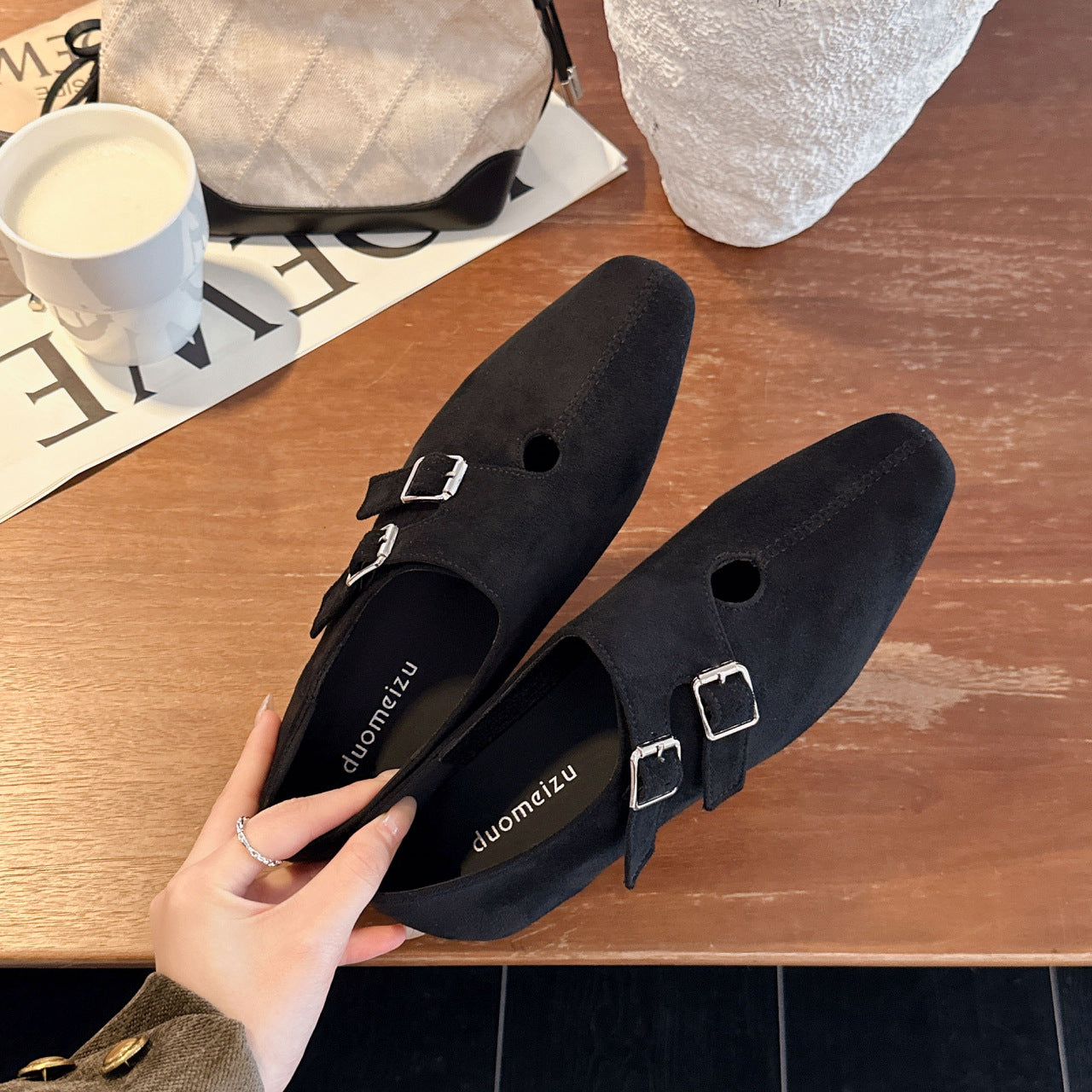 Damen Mokassins Elegante Schnallen Schuhe Heidi Stil