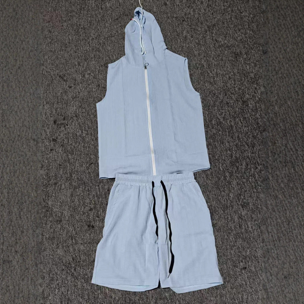 Herren Sportset Ärmelloser Hoodie und Shorts