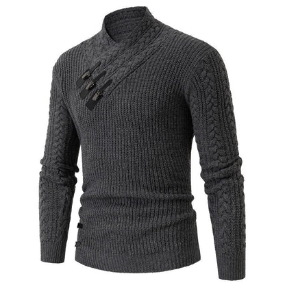 Herren Strickpullover Eleganter Schalkragen Zopfmuster Modern