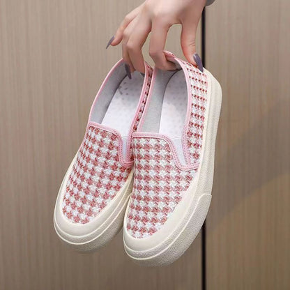 Damen Slipper Karo Muster Weich Warm