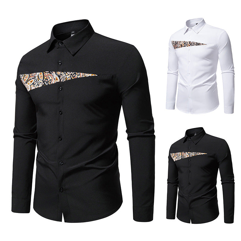 Herren Langarmhemd Paisley Muster Elegant Modern