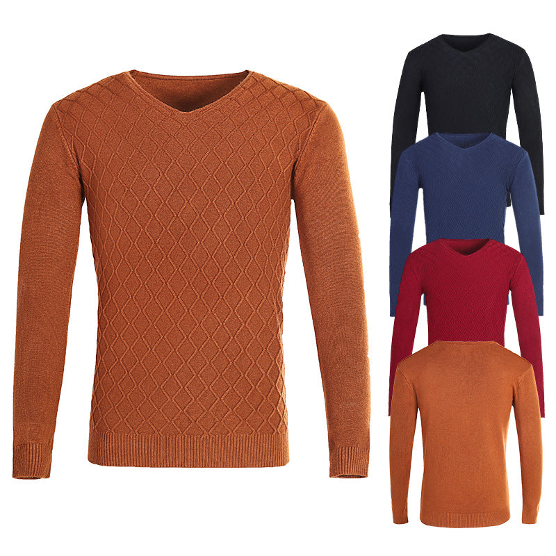 Herren Pullover V-Ausschnitt Struktur Muster Trendig - BerlinGlamour