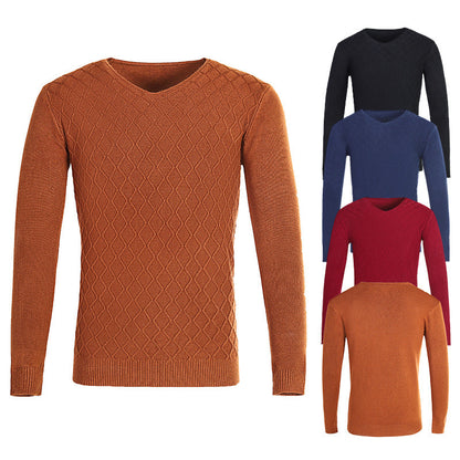 Herren Pullover V-Ausschnitt Struktur Muster Trendig - BerlinGlamour