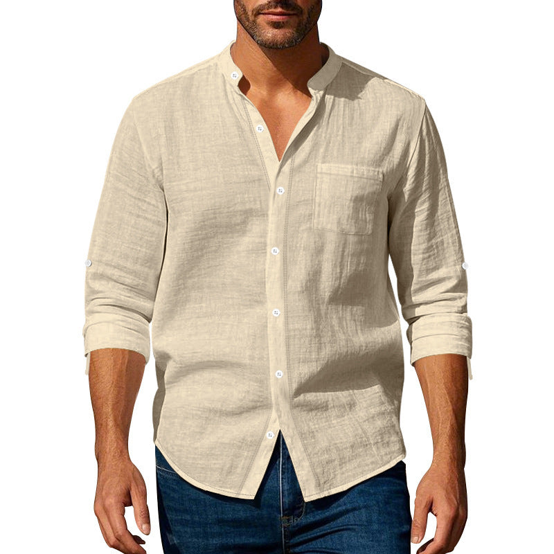Herren Langarmhemd Modern Stehkragen Praktisch