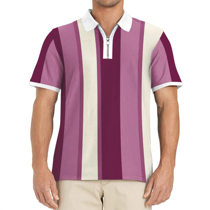 Herren Poloshirt Modern mit Reißverschluss und Streifen