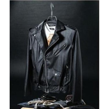 Lederjacke Herren Biker Style Asymmetrisch Schwarz