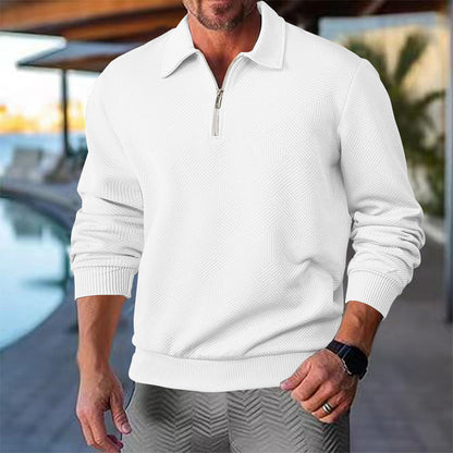 Herren Strickpullover Kurz Reißverschluss Struktur Optik
