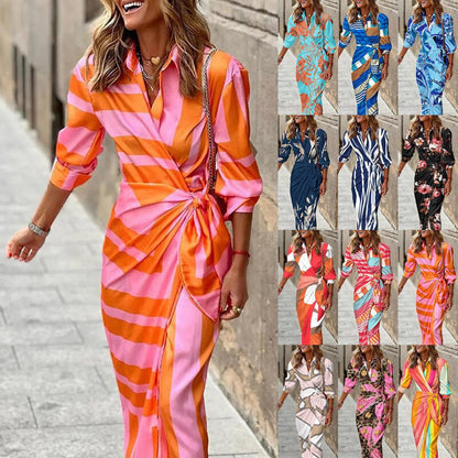 Damen Maxikleid Lang Asymmetrisch Streifen Modern - BerlinGlamour