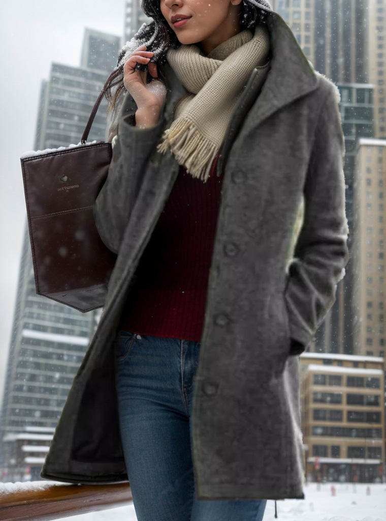 Damen Oversized Mantel Trendig Großstadt Chic
