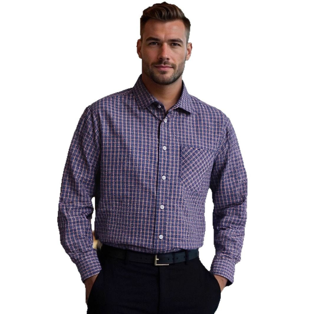Herren Langarmhemd Kariert Elegantes mit Brusttasche