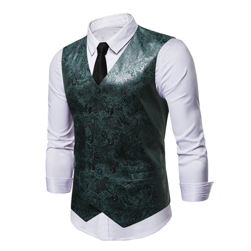 Herren Weste Elegant Floralmuster Doppelknopf Modern