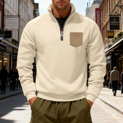 Moderner Herren Sweatshirt mit Reißverschluss und Tasche