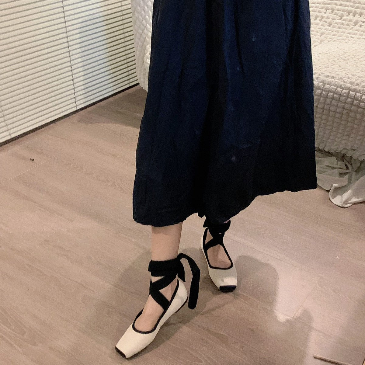 Damen Ballerinas Bequem Elegant Kreuzriemen Komfort Schuhe