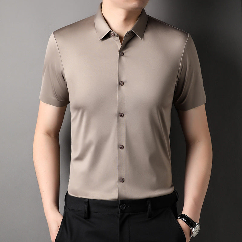 Herren Kurzarmhemd Seidenstoff Elegant Berlin