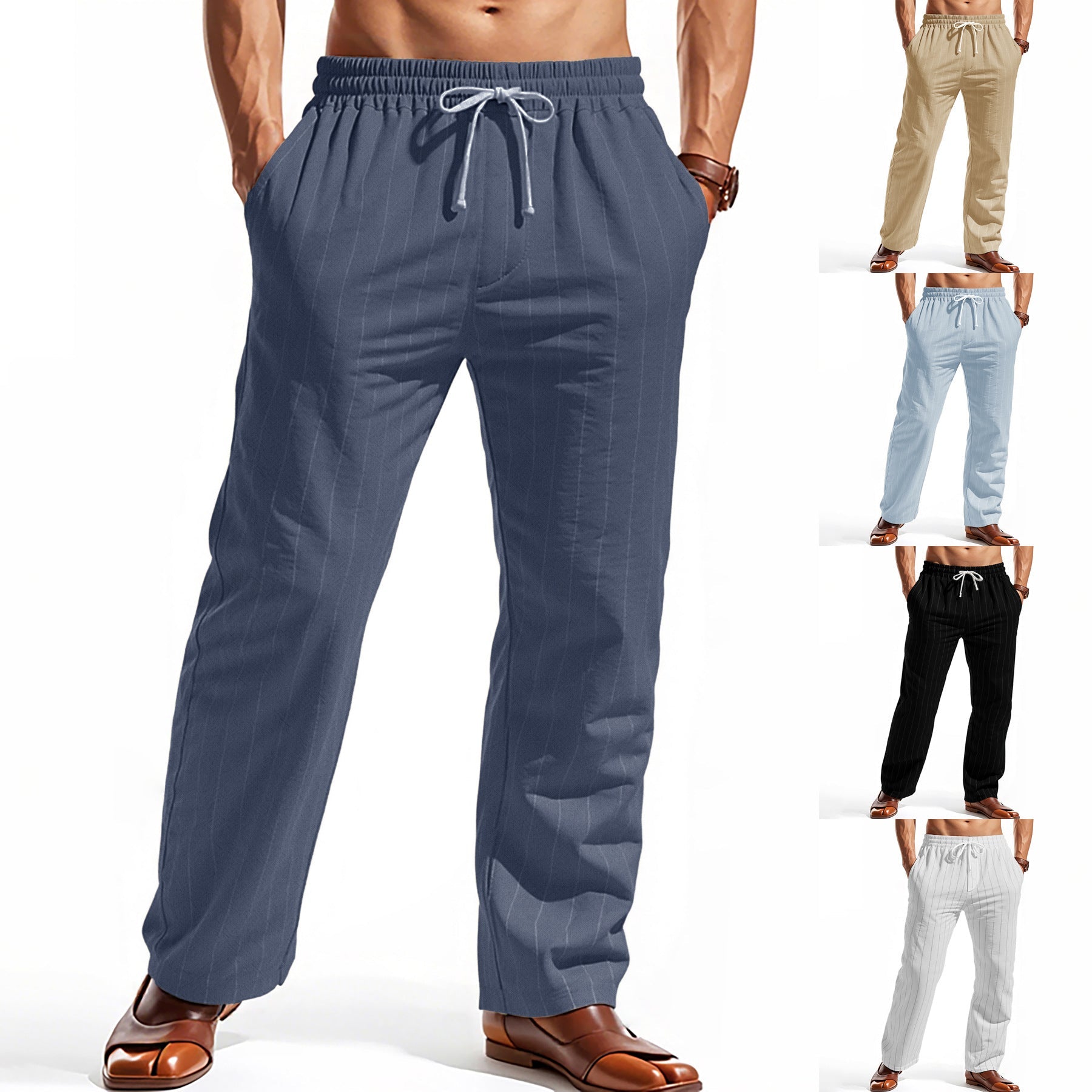 Herren Freizeithose Elastisch Mit Streifenoptik Bequem - BerlinGlamour