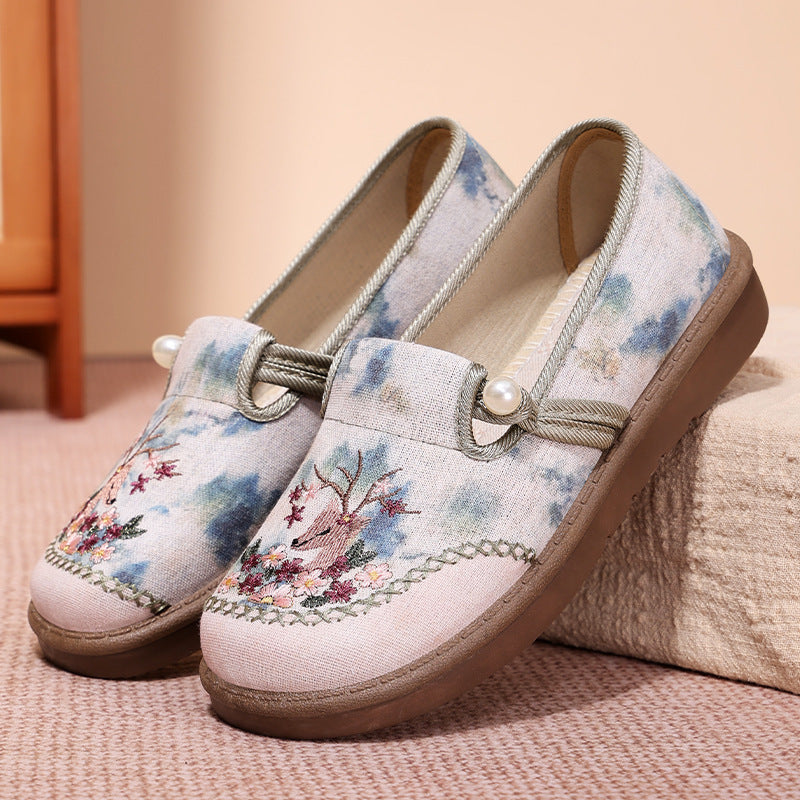 Damen Pantoletten Bequem Stoff Elastisch Floral