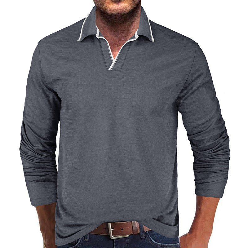 Herren Polo Langarmshirt Modern mit Stilvollem Kragen