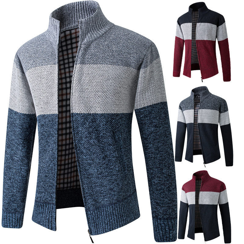 Herren Strickjacke Modern Gestreift Kragen
