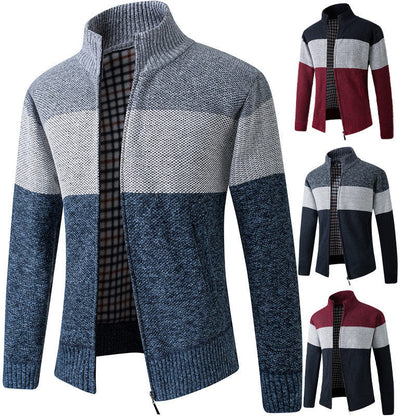 Herren Strickjacke Modern Gestreift Kragen