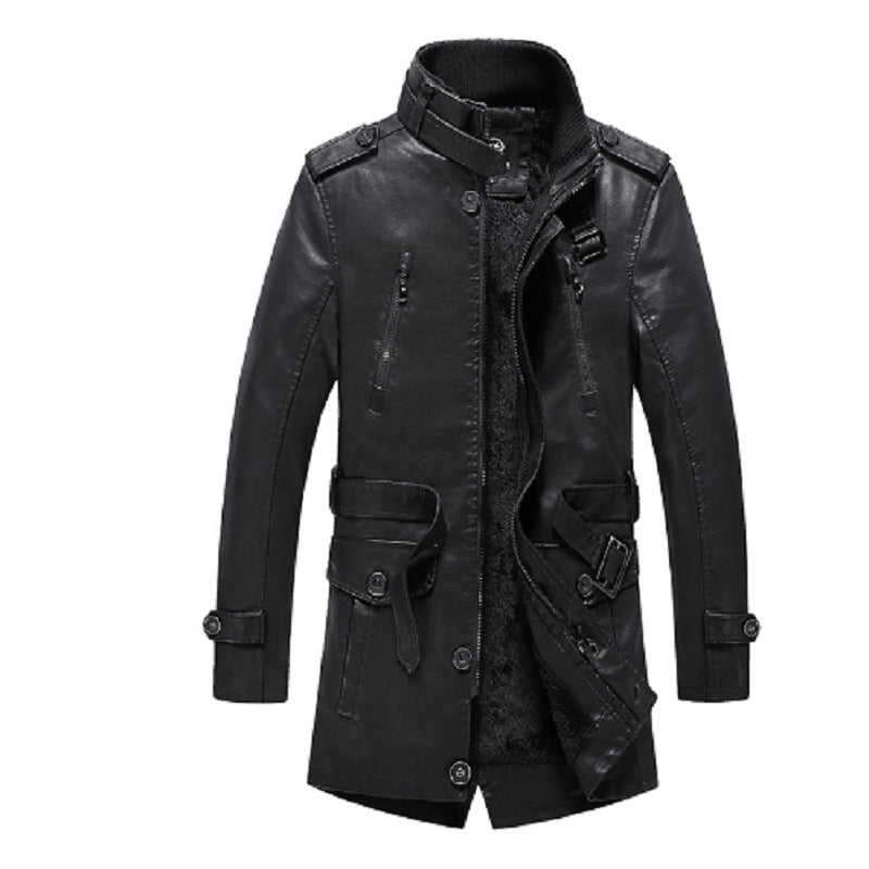 Herren Lederjacke Klassisch Schwarz Bikerstil