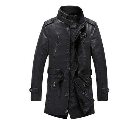 Herren Lederjacke Klassisch Schwarz Bikerstil