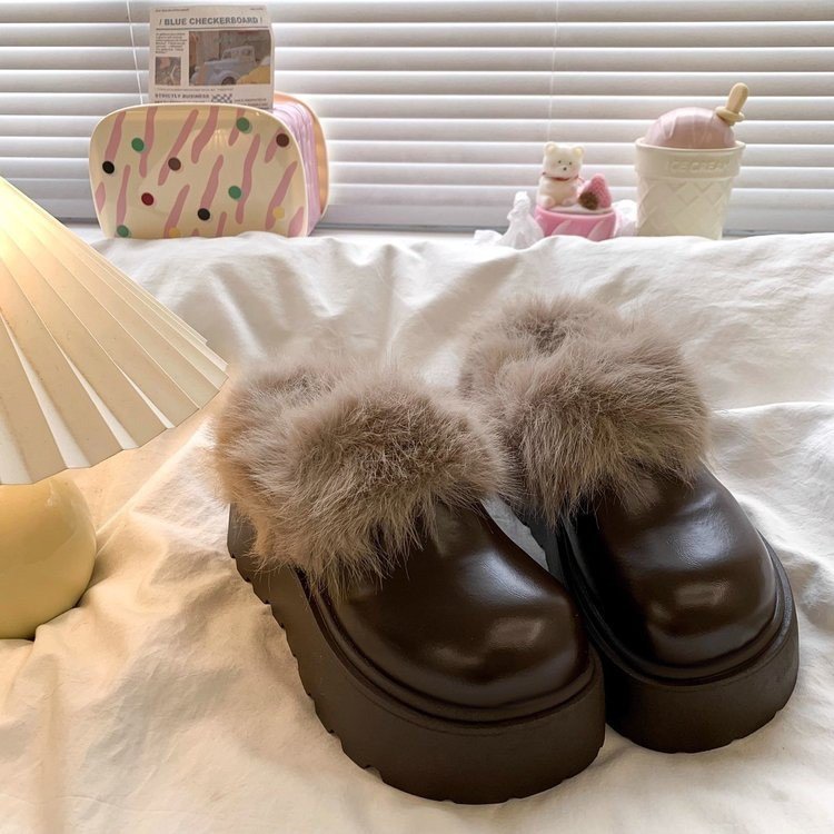 Damen Clogs Weich Flauschig mit Kunstfell Winter