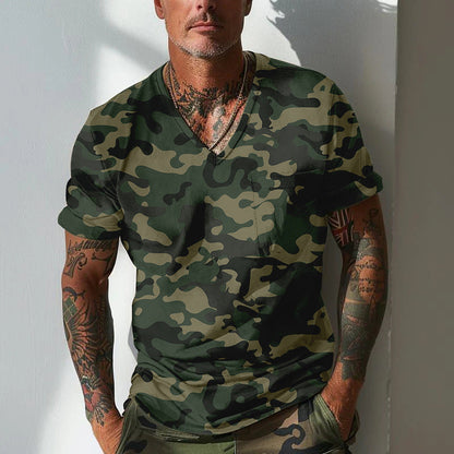 Männer Camo T-Shirt Grün Militärstyle