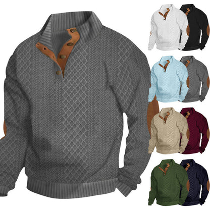 Herren Pullover Stehkragen Modern Leder Details