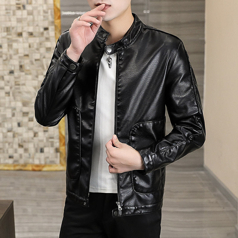 Lederjacke Herren Längschnitt schwarz Ledermantel Modern