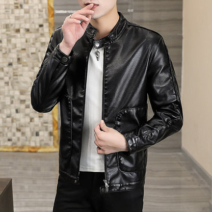 Lederjacke Herren Längschnitt schwarz Ledermantel Modern