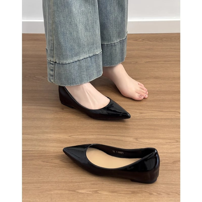 Damen Ballerinas Spitze Elegant Lack Schuhe Komfort