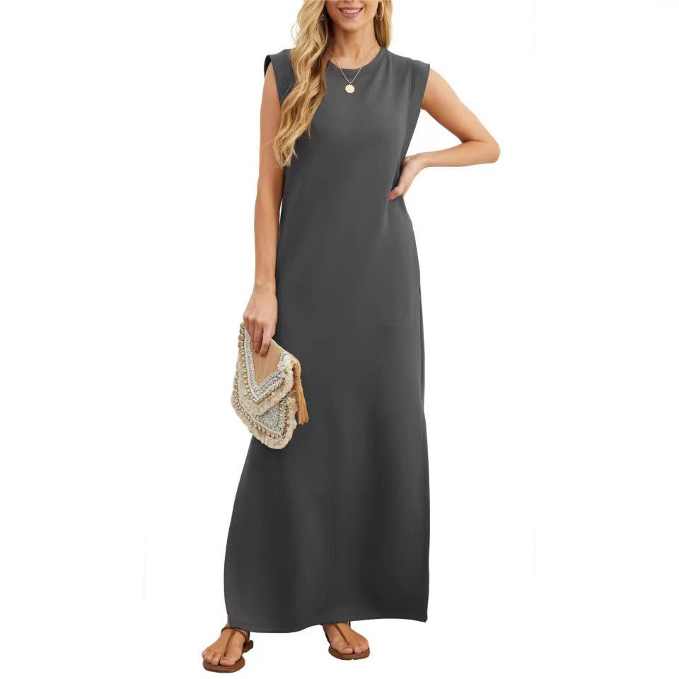 Damen Maxikleid Elegant Lang Ärmig Schlicht