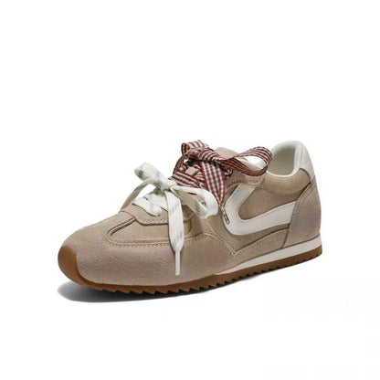 Damen Sneaker Retro Wildleder Schuhe mit Riemen