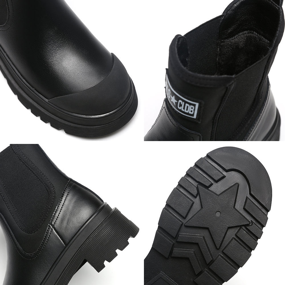 Damen Chelsea Stiefel Robust Moderne Sohle Schwarz