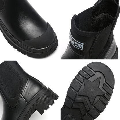 Damen Chelsea Stiefel Robust Moderne Sohle Schwarz