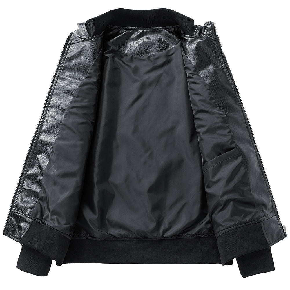 Lederjacke Herren Modern mit Patentaschen Schwarz