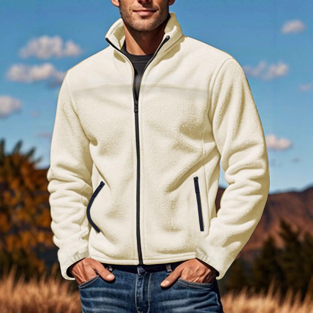 Herren Fleecejacke Warm mit Hochkragen und Taschen